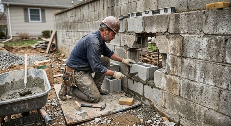 Cinder Block Wall Repair in Bridgewater, NJ