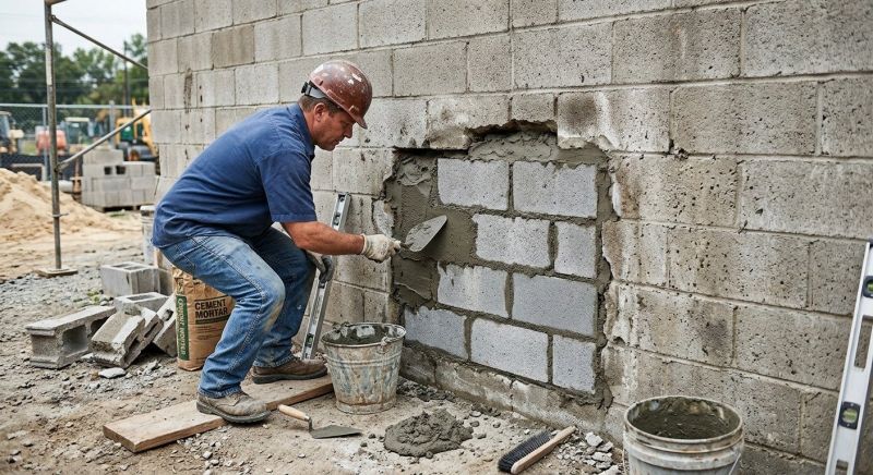 Cinder Block Wall Repair in Colonia, NJ