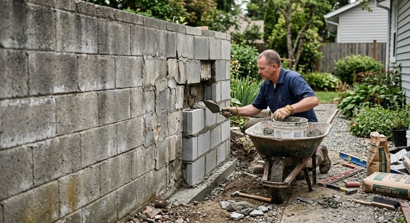Cinder Block Wall Repair in Warren, NJ